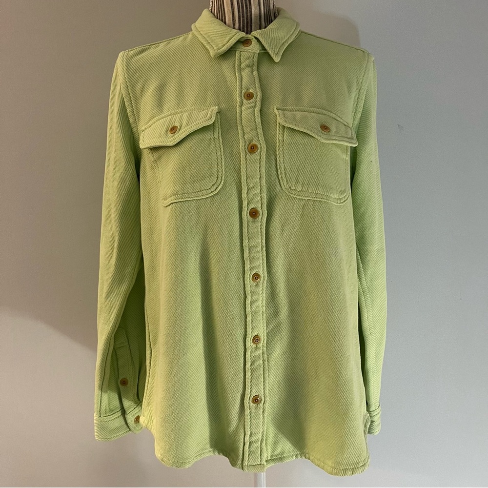 Outerknown Shacket Button Shirt Womens XS/S Neon Green w Pockets
